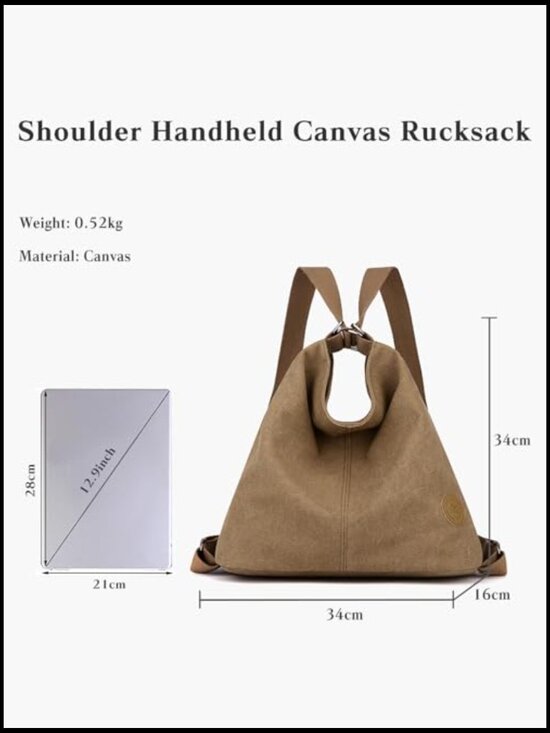 Canvas Backpack Shoulder Bag Casual Daypacks Handbag Large Capacity Top Handle